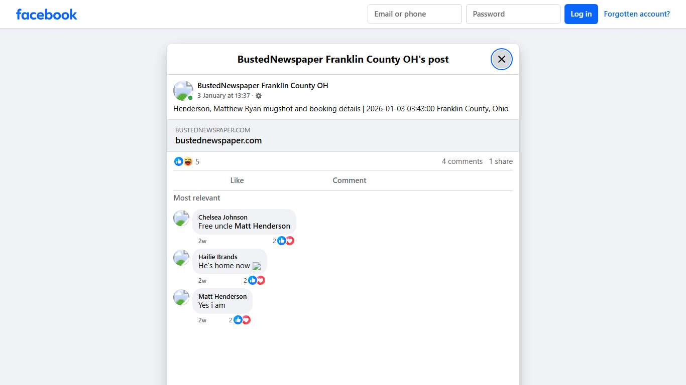 Henderson, Matthew... - BustedNewspaper Franklin County OH Facebook